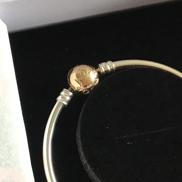 Brand New Pandora two tone bangle 14k clasp - Picture 3 of 6